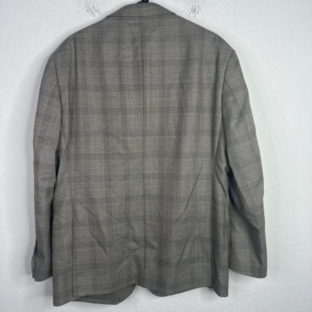 Pronto Uomo Blazer Mens 46R Brown Blue Plaid Glen‎ Check Wool Blend Sportcoat